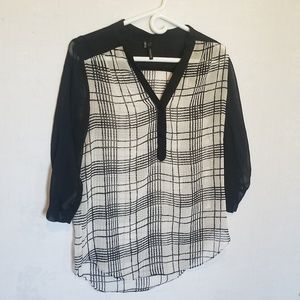 Maurices Black & White Plaid Blouse